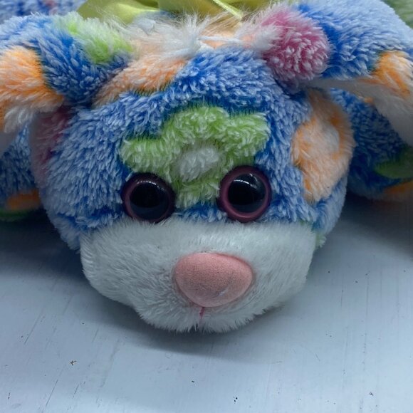 Holiday Home Bunny Rabbit Plush Floral Pattern Soft Stuffed Animal 10" Blue NWT - Picture 2 of 9